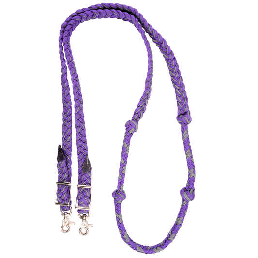 Braided Nylon Barrel Rein with Knots 1-inch Thick Buckle Snap Ends